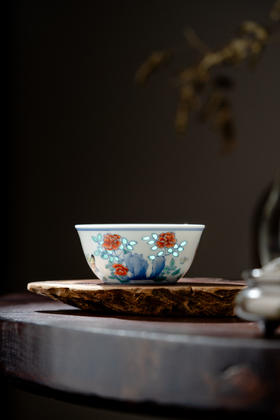 富玉窑  茶杯景德镇柴窑斗彩手绘鸡缸杯主人杯个人专用高档礼盒送礼