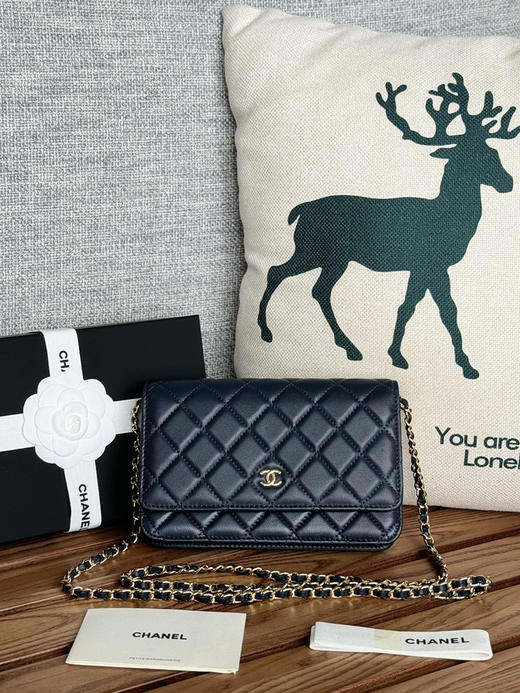 香奈儿woc链条包🉐️羊皮-深蓝色金扣 商品图1