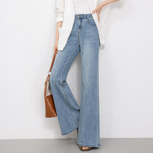 「高货rg」全新升级【铂金会员183/天猫239/差价56】(10752)洛诗琳轻薄透气微喇牛仔裤2025年夏季中高腰垂感喇叭长裤 商品图0