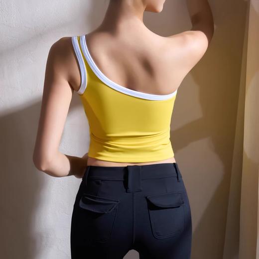 【126元任选2件】跃牌【漫西】系列 时尚美颈单肩吊带撞色吊带背心运动健身文胸带胸垫Y282 商品图1