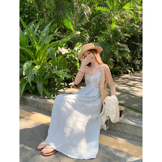 <曾小咸推荐>韩系民族风图案印花设计吊带连衣裙 商品图2