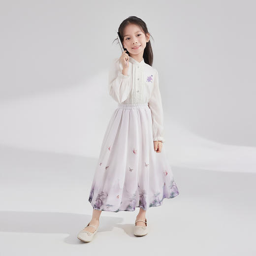 笛莎Deesha 童装女童套装2025秋新款女童清新淡雅国风衬衫马面裙套装 商品图1
