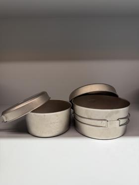 36100◇日本纯钛户外便携野炊锅具套装15cm 1300ml