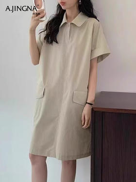【挺括有型】阿菁娜时尚大口袋POLO领连衣裙F30X212090