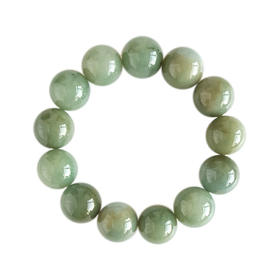 【天然正品】A货翡翠天然细腻约17MM绿色糯种翡翠圆珠手串17.0MM（皆取最大值）男士现售价：880特价！050425AH11