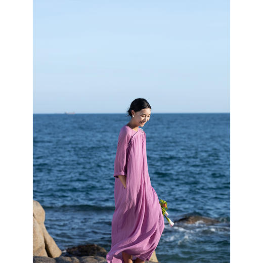 牧衣游原创 手工刺绣100支进口比马棉连衣裙复古新中式长裙 染念 商品图2