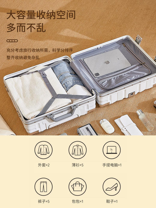 【隐藏式折叠杯架！出行更好的释放双手】18寸行李箱小型可登机新款铝框静音万向轮拉杆箱包多功能旅行箱子。ry 商品图3