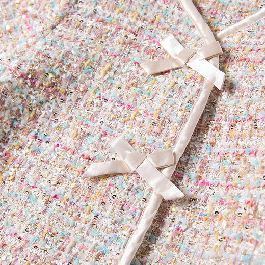 笛莎Deesha 童装女童外套2025秋新款女童金丝香风缎面蝴蝶结装饰外套 商品图3