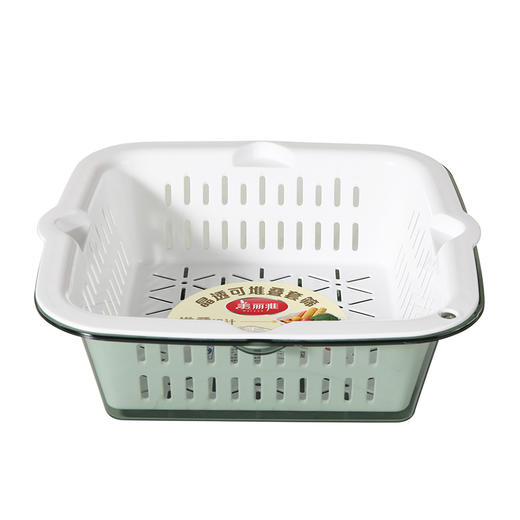 【批发】美丽雅厨房双层晶透洗水果篮多用洗菜篮颜色随机 1套 商品图0
