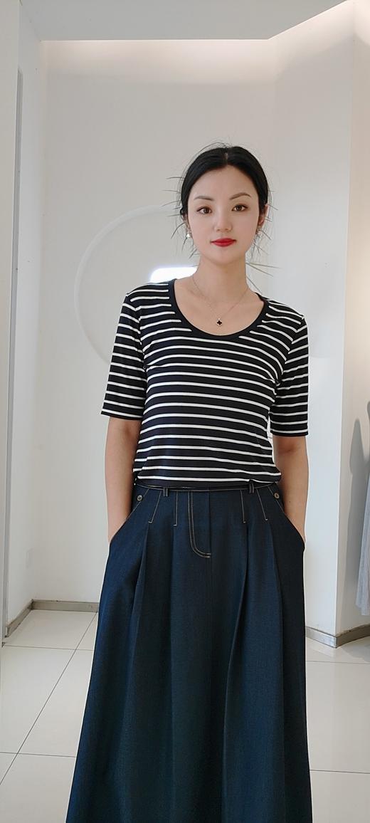 585305真丝U领条纹上衣 商品图5