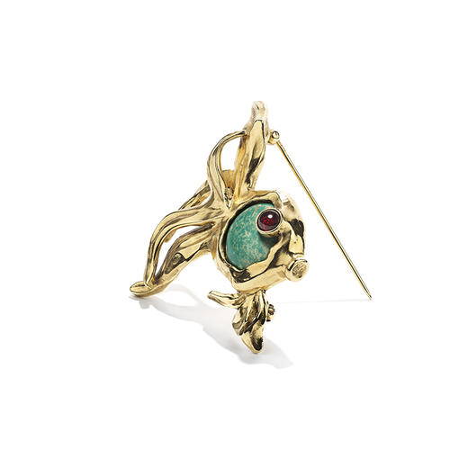 北京仓｜Goossens Paris-Lagune-流浪小鱼 金色 天河石 胸针［法国设计师］ 商品图1