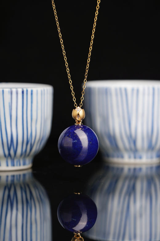 青金圆珠莲花吊坠 商品图0