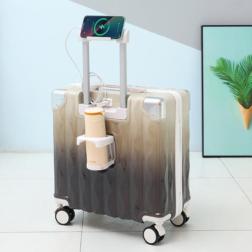 【隐藏式折叠杯架！出行更好的释放双手】18寸行李箱小型可登机新款铝框静音万向轮拉杆箱包多功能旅行箱子。ry 商品图8