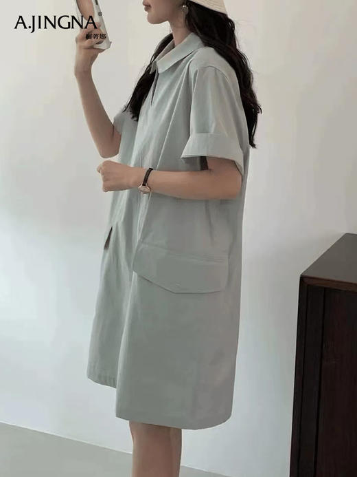【挺括有型】阿菁娜时尚大口袋POLO领连衣裙F30X212090 商品图2