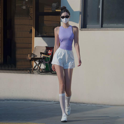 Beemen裸感亲肤罩衫 宽松透气美背开叉设计 跑步健身运动罩衫 显瘦外穿内搭 商品图4