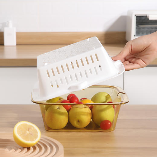 【批发】美丽雅厨房双层晶透洗水果篮多用洗菜篮颜色随机 1套 商品图6