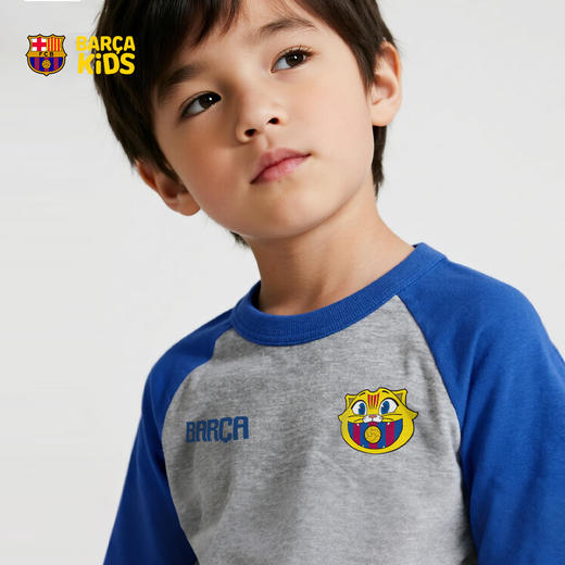 【官方正版】巴塞罗那俱乐部｜巴萨CAT短袖灰蓝拼色儿童棉质T恤 商品图0
