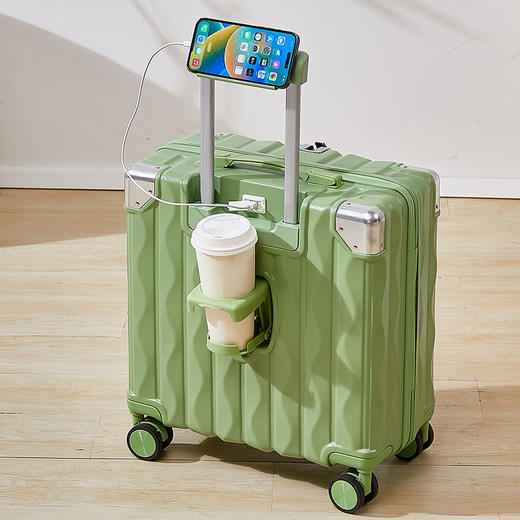 【隐藏式折叠杯架！出行更好的释放双手】18寸行李箱小型可登机新款铝框静音万向轮拉杆箱包多功能旅行箱子。ry 商品图10