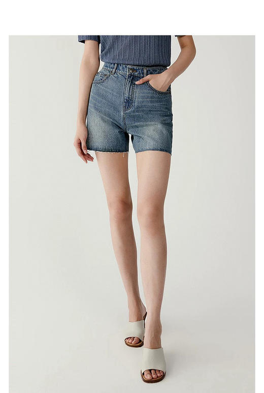 78-2  独家圆正 小禾 酵素水洗磨白 猫须 牛仔短裤  炒鸡显瘦 167-138穿30很理想 商品图0