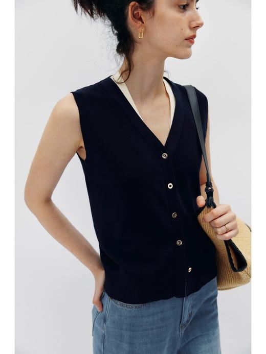 莱赛尔天丝针织假两件马甲 商品图1