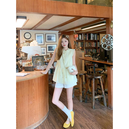 <曾小咸推荐>法式设计感飞飞袖无袖衬衫 商品图3