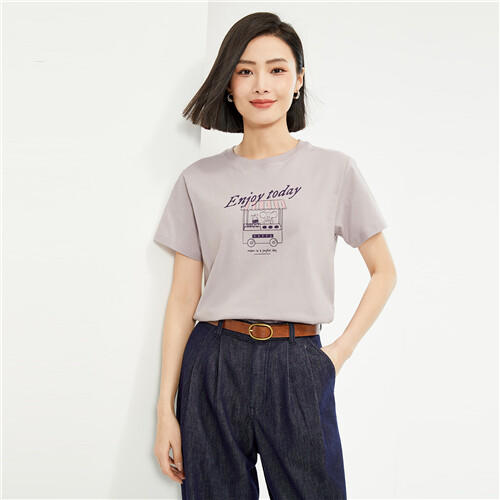 佐丹奴女装纯棉针织大象的日常印花圆领短袖T恤13394204 商品图12