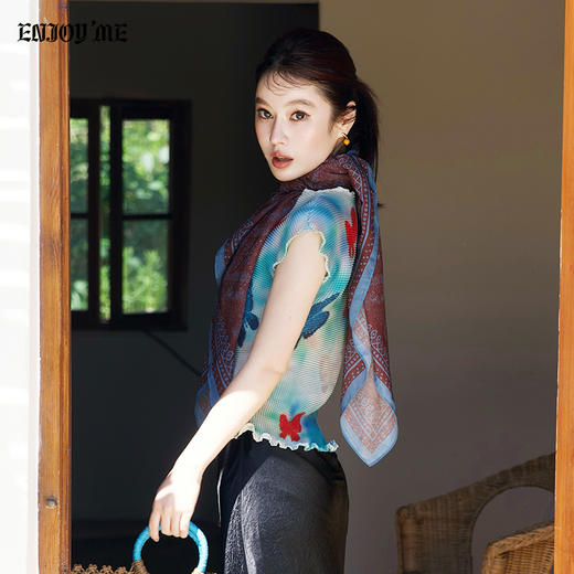 【门店同款】ENJOY夏季晕染花边玉米粒上衣 163845112 商品图3