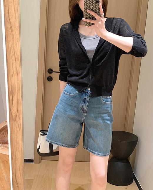 土耳其原单丹宁百慕大四面弹多工艺水洗直筒五分短裤 商品图11