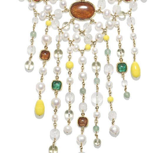 订购6个月到｜Goossens Paris-Lagune-羽护 织网形 岩石水晶 珍珠 项链［法国设计师］ 商品图1