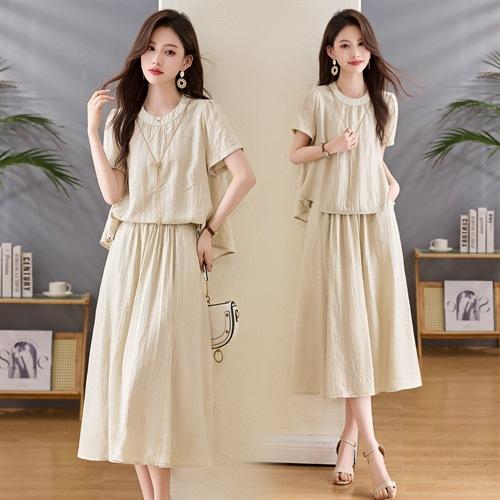 2025夏季新款女装胖mm大码绝美套装裙洋气减龄感半身裙两件套 商品图2