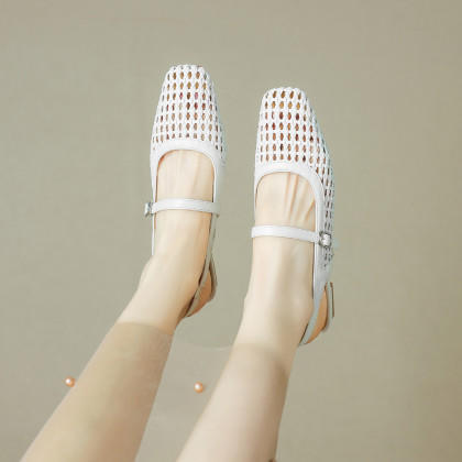 品质好货|Safiya/索菲娅2025网面透气编织感中后空凉鞋SFD2114738 商品图3