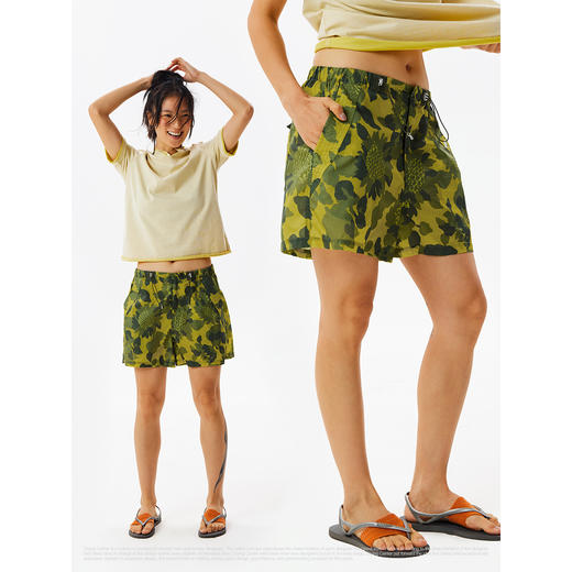 CryingCenter向日葵松紧腰抽绳三伞兵裤夏季半透休闲短裤哭喊中心 商品图1