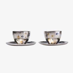 厚岸纯钛小叶套杯丨办公会客家居简约品茶小杯子茶杯四件套