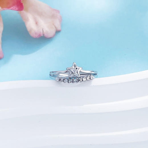 【限时8.8折】【线上铂金馆】PT950 【国际铂金协会】铂金空心活口戒指卡通小星星时尚小众活口女戒(ACPTJZ00013)预售产品下单后不退款不退货不换货不补差价) 商品图1