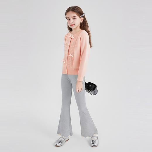 笛莎Deesha 童装女童裤子2025秋新款女童修身喇叭打底裤 商品图2