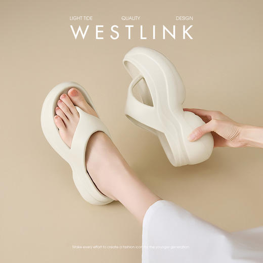 西遇超厚底人字拖女外穿夏季新款休闲沙滩鞋小个子增高凉拖鞋K1156819 商品图1