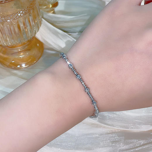 【限时8.8折】【线上铂金馆】PT950 铂金空心调节车花圆珠间算盘珠手链（内里为铂金链，珠约3.7-4.1mm）(PTSL00137)预售产品下单后不退款不退货不换货不补差价) 商品图2