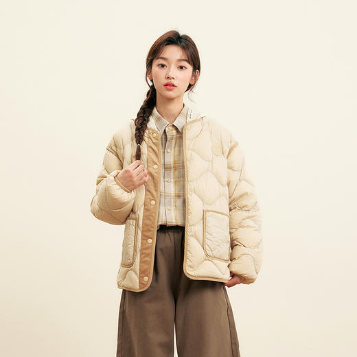 笛莎Deesha青少年女童羽绒服2025秋季女童无领轻薄羽绒服 商品图1