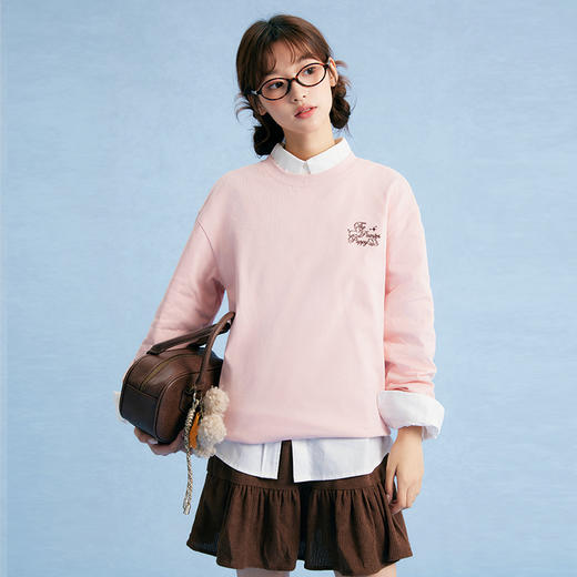 笛莎Deesha青少年女童T恤2025秋季女童小狗刺绣长袖T恤 商品图0