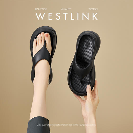 西遇超厚底人字拖女外穿夏季新款休闲沙滩鞋小个子增高凉拖鞋K1156819 商品图2