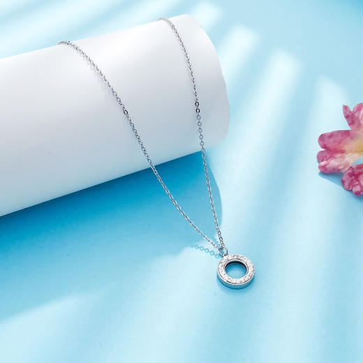 【限时8.8折】【线上铂金馆】PT950 #碎碎冰 【精品】铂金碎碎冰空心调节极简几何圆环套链(BFPTTL00010)预售产品下单后不退款不退货不换货不补差价) 商品图2