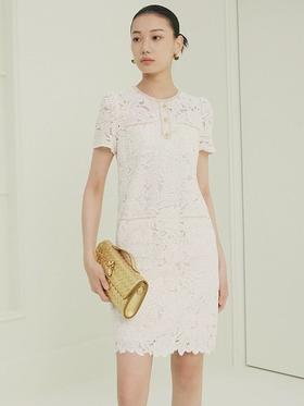 日单贵牌！23区棉质蕾丝短袖连衣裙！棉质蕾丝连衣裙，有薄内衬！