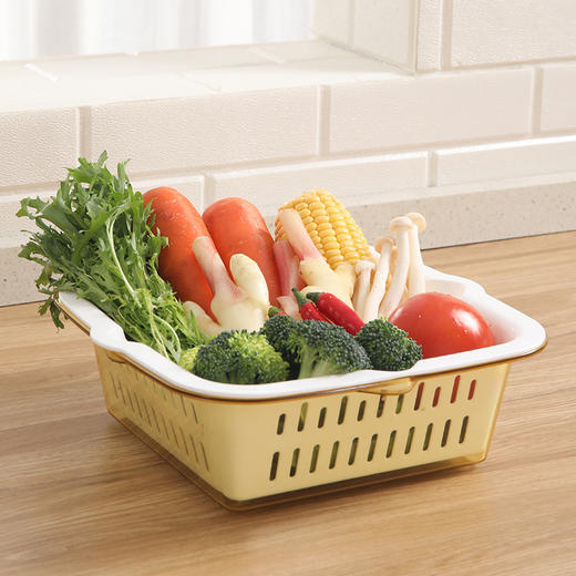 【批发】美丽雅厨房双层晶透洗水果篮多用洗菜篮颜色随机 1套 商品图10