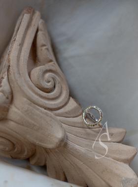 Rose Maria 25AW figgy冰金色原矿钻环形手工银戒