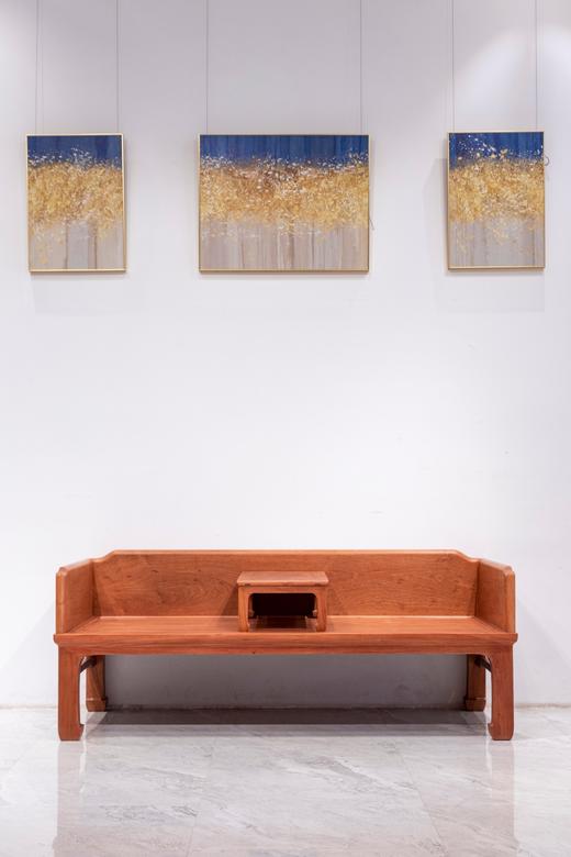 红桥红  家具严选  缅甸花梨（大果紫檀）【208 直腿罗锅枨 三围独板罗汉床 两件套】 商品图0