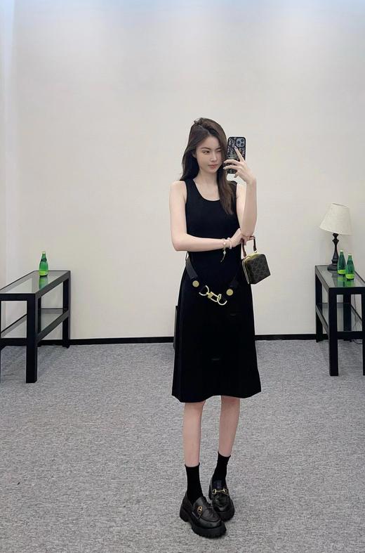 D070827后背拉链开衩设计腰带无袖连衣裙 商品图9