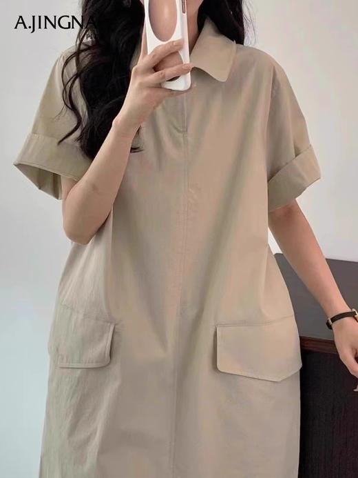 【挺括有型】阿菁娜时尚大口袋POLO领连衣裙F30X212090 商品图4