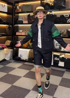 拼接色牛仔潮流外套