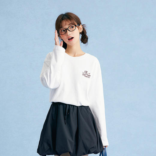 笛莎Deesha青少年女童T恤2025秋季女童小狗刺绣长袖T恤 商品图3