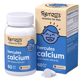 到手价249元 Renzo’s Hercules儿童钙片 专为2岁以上儿童设计 含100mg钙、维生素D3和K2 美国代购，无中文标签，介意慎拍